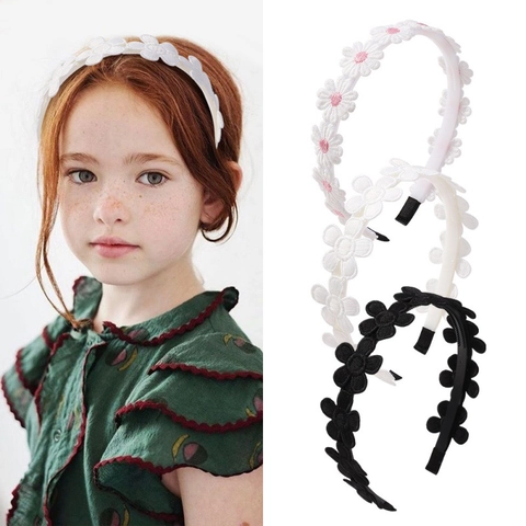 Cerchietto a Fiori Ricamati Margherita Per Bambini Donne Dolce Fascia Per Capelli In Tessuto Stile Palazzo Vintage Regalo