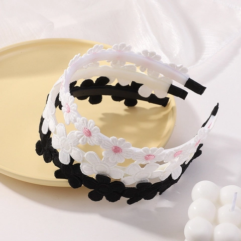 Cerchietto a Fiori Ricamati Margherita Per Bambini Donne Dolce Fascia Per Capelli In Tessuto Stile Palazzo Vintage Regalo