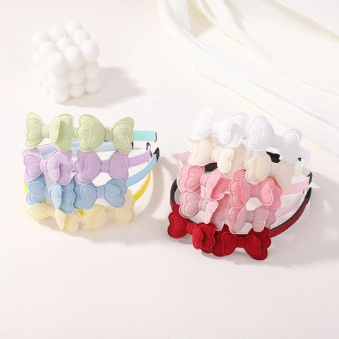 Kids 3D Butterfly Bow Headband Candy Color Fabric Princess Hair Hoop For Girls Cute Plaid Pattern Handmade Hair Accessories