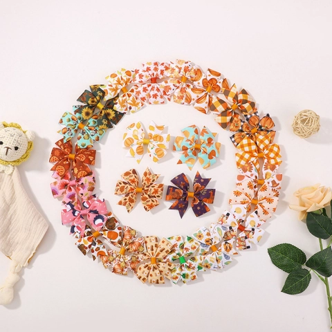 Mollette per Capelli con Fiocco per Bambini Ringraziamento Autunno Zucca Tacchino Foglia di Acero Accessori Capelli Ragazze