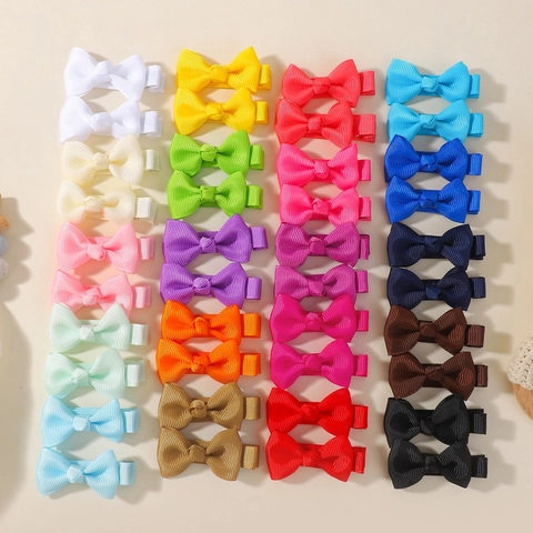 Pinzas para el Cabello con Lazo de Cinta de Falla de Poliéster Hechas a Mano para Niñas Pinzas de Cocodrilo de Colores Conjunto de Accesorios