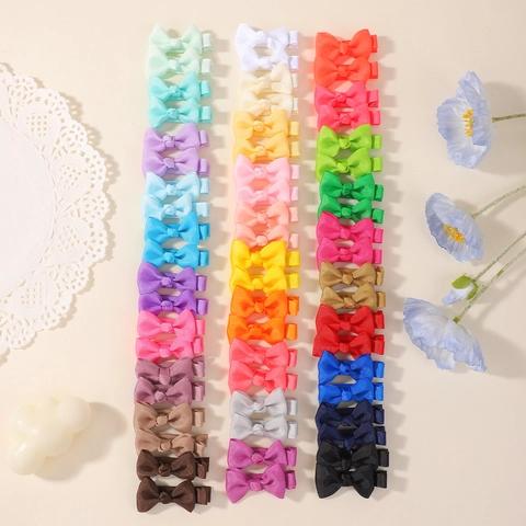 Pinzas para el Cabello con Lazo de Cinta de Falla de Poliéster Hechas a Mano para Niñas Pinzas de Cocodrilo de Colores Conjunto de Accesorios