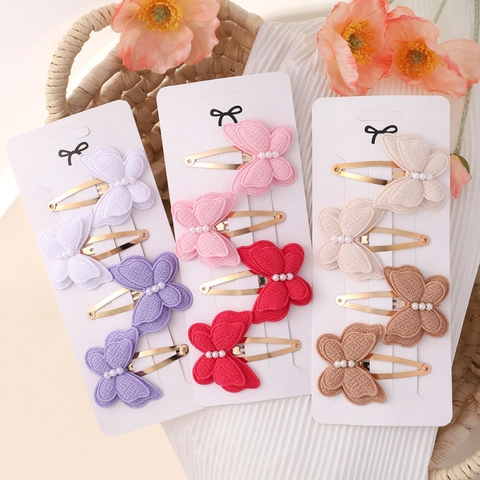 Barrettes Cheveux Papillon Perles Artificielles Broderie Tissu Accessoires Boutique Quotidien Mariage Fait Main Enfants Filles
