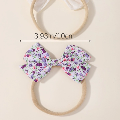 Diademas con Lazo para Bebé de Nailon Elástico Suave Tela Floral Lunares Color Sólido Accesorios para el Cabello para Niñas Pequeñas