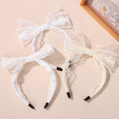 Zoete Kant Strik Haarband Voor Baby Meisjes Bloemenborduurwerk Mesh Hoofdband Prinses Stijl Kinderen Haaraccessoires Hoofdtooi