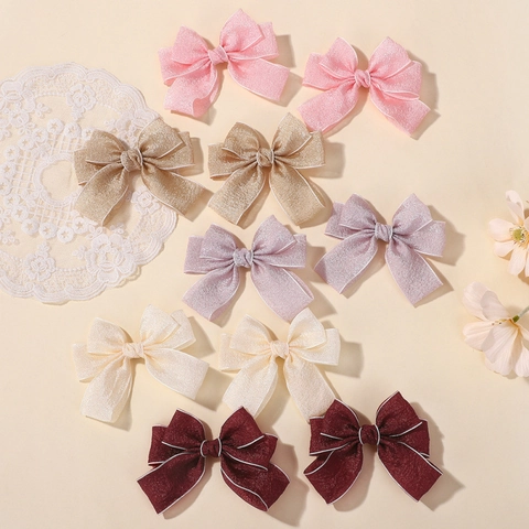 Handgefertigte Satin Stoff Schleife Haarclip Für Kinder Mädchen Lolita Stil Overlock Kante Süße Entenschnabel Haarschmuck