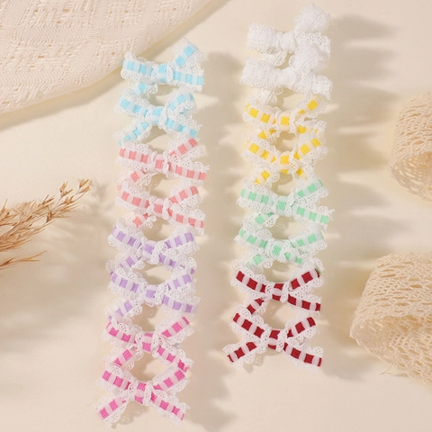 Children Girls Handmade Lace Bow Hair Clips Sweet Embroidery Fabric Duckbill Clips Multicolored Fashion Hair Accessories
