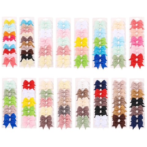 Mini Pinzas para el Cabello con Lazo de Cinta para Niños Tela de Grosgrain Color Sólido Horquillas para Bebés Accesorios Decorativos