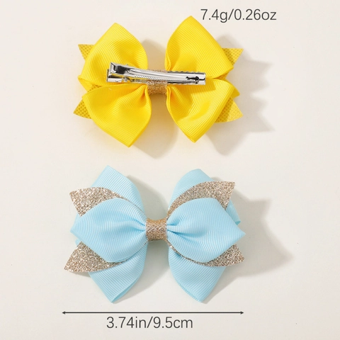 Handmade Glitter Bow Hair Clip Set Multicolor Polyester Sequin Bowknot Crocodile Clips Girls Kids Sweet Hair Accessories