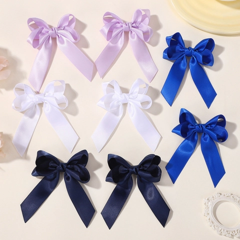 Handgefertigte Mädchen Doppelschicht Schleife Haarklammern Polyester Ripsband Streamer Entenschnabel Clips Kinder Haarschmuck