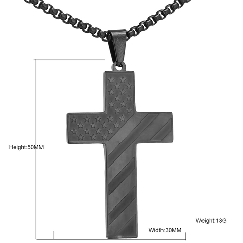 Fashion Stainless Steel American Flag Cross Pendant For Men Women Patriotic Star Stripes Polished Jewelry Pendant Only