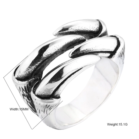 Anillo de Garra de Lobo Vintage Punk Gótico de Acero Inoxidable Joyería de Garra de Águila para Hombre Mujer Biker