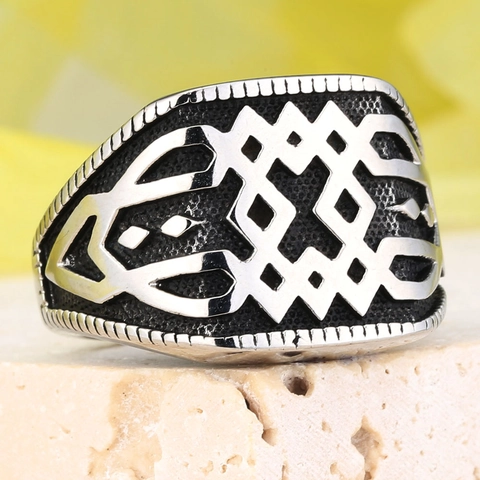 Bague en Acier Inoxydable Nœud Celtique Vintage Homme Anneau Large Style Viking Nordique Argent Noir Bijoux Punk