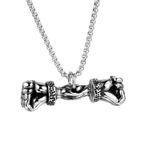 Vintage Stainless Steel Barbell Dumbbell Pendant Only Without Chain For Men Women Fitness Muscle Power Jewelry Gift Steel Color