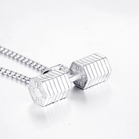 Stainless Steel Dumbbell Pendant Only Without Chain Gym Fitness Weightlifting Motif Engraved Sports Jewelry For Men Women