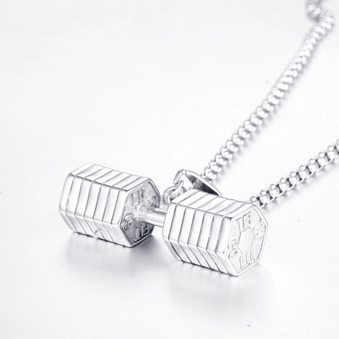 Stainless Steel Dumbbell Pendant Only Without Chain Gym Fitness Weightlifting Motif Engraved Sports Jewelry For Men Women
