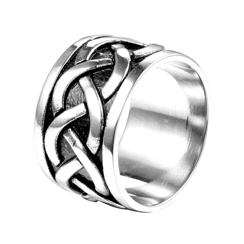 Anello Nodo Celtico Vintage in Acciaio Inossidabile per Uomo Donna Punk Rock Fascia Larga Anello Colore Acciaio Antico Gioielli Gothic