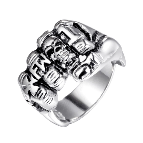 Anello da Uomo Punk Gothic Rock Teschio Pugno Acciaio Inossidabile Vintage Biker Gioielli Band Anello Regalo Per Lui Oro Acciaio