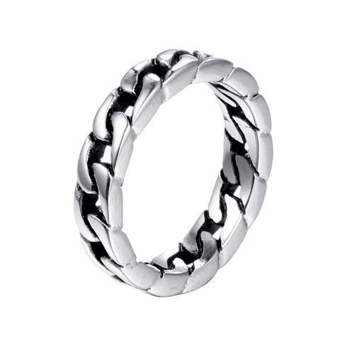 Men Cuban Link Chain Ring Stainless Steel Polished Punk Hip Hop Finger Ring Gothic Band Ring For Men Jewelry Gift