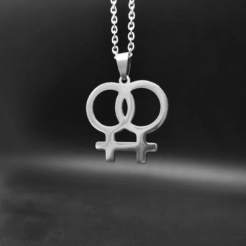 Stainless Steel LGBT Gender Symbol Pendant Necklace Double Venus Mars Intertwined Polished Jewelry For Women Men Pride Gift