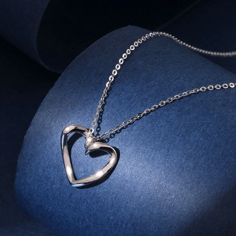 Collana Con Pendente a Cuore Cavo in Argento Sterling S925 Minimalista Per Donna Gioielli Choker Catena O Lucidata