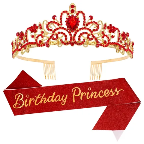 Set Tiara E Fascia Birthday Princess Corona In Lega Con Strass Fascia Luccicante Per Donne Ragazze Decorazioni Per Feste Di Compleanno