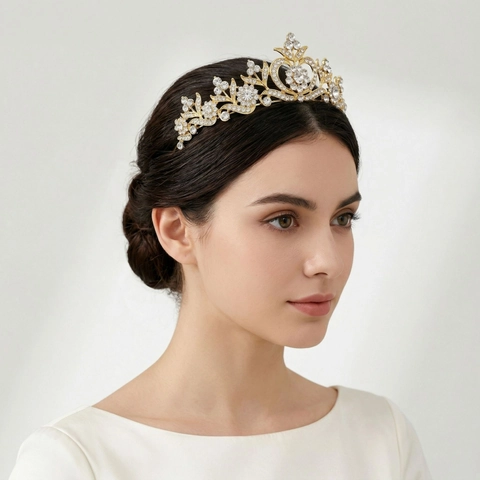 Tiara Nupcial Barroca En Forma De Corazón Con Diamantes De Imitación Corona Vintage Cristal Accesorios Cabello Boda