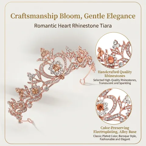 Tiara Nupcial Barroca En Forma De Corazón Con Diamantes De Imitación Corona Vintage Cristal Accesorios Cabello Boda