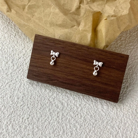 925 Sterlingsilber Schleife Ohrstecker Mit Perlenanhänger Schraubverschluss Minimalistische Süße Ohrringe Für Damen Schmuck Geschenk