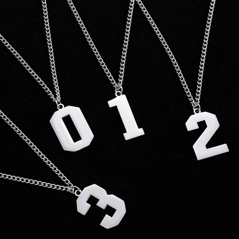Collana Con Ciondolo Numero In Acciaio Inossidabile Gioielli Minimalisti Cifra Streetwear Hip Hop Per Uomo Donna Regalo