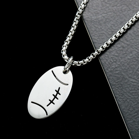 Amerikaanse Football Hanger Ketting Roestvrij Staal Sport Rugby Sieraden Voor Heren Dames Hip Hop Dagelijks Accessoire
