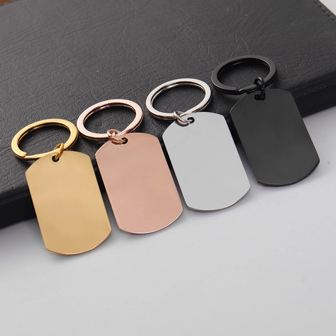 Portachiavi in Acciaio Inossidabile Lucido a Specchio Targhetta Militare Pendente per Incisione DIY Moda Uomo Donna Anello Chiave