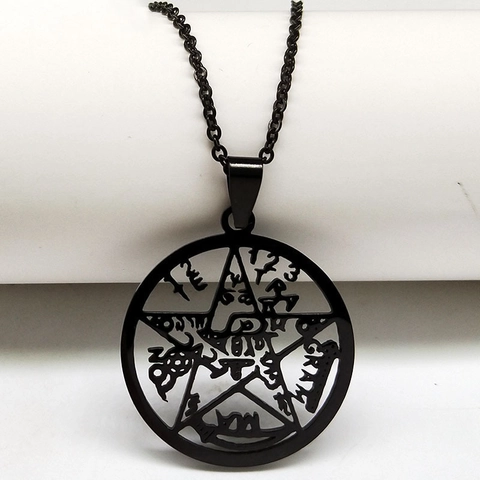 Vintage Roestvrij Stalen Tetragrammaton Pentagram Hanger Ketting Voor Mannen Vrouwen Mystieke Bescherming Amulet Sieraden