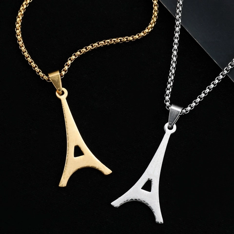 Collar con Colgante de la Torre Eiffel de Acero Inoxidable Joyería Arquitectónica de París para Unisex Oro Plata Accesorios