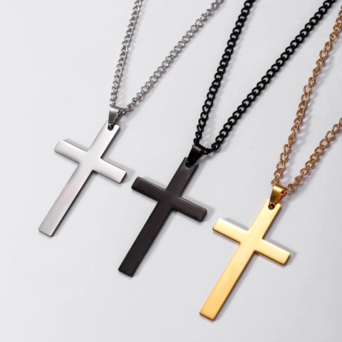 Minimalistische Legierung Titanstahl Kreuz Anhänger Halskette Für Herren Damen Hip Hop Polierte Metall Religiöse Schmuck Geschenk