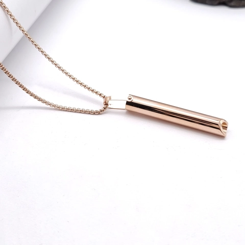 Collar de Silbato de Respiración Consciente para Aliviar la Ansiedad de Acero Inoxidable Meditación Colgante Cilíndrico Hombre Mujer Joyería