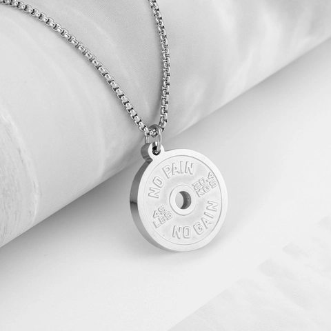 Stainless Steel Barbell Weight Plate Pendant Necklace For Men Women Motivational Fitness Jewelry Workout Gym Gift Jewelry