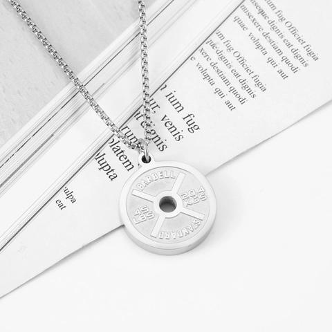 Stainless Steel Barbell Weight Plate Pendant Necklace For Men Women Motivational Fitness Jewelry Workout Gym Gift Jewelry