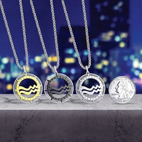 12 Zodiac Constellation Pendant Necklace For Men Women Minimalist Stainless Steel Hollow Round Sign Jewelry Birthday Gift