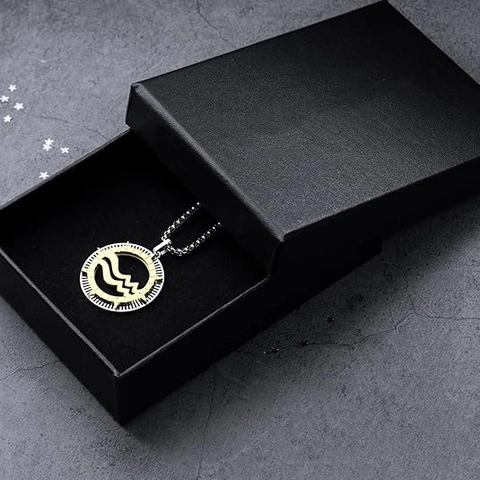 12 Zodiac Constellation Pendant Necklace For Men Women Minimalist Stainless Steel Hollow Round Sign Jewelry Birthday Gift