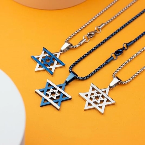 Edelstahl Davidsstern Anhänger Halskette Für Herren Damen 316L Titanstahl Hexagramm Religiöser Schmuck Kette Halskette