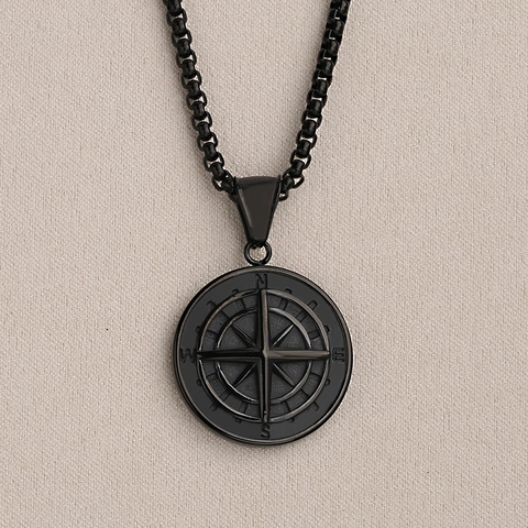 Ciondolo Bussola Tondo in Acciaio Inossidabile Solo Ciondolo Senza Catena Charm Direzione Nord Sud Est Ovest Gioielli Unisex