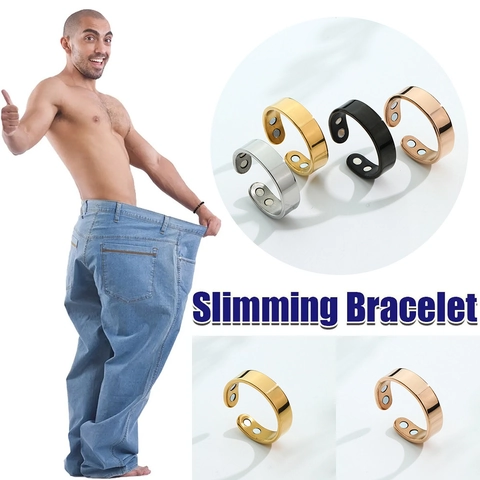 Stainless Steel Magnetic Therapy Ring For Weight Loss Slimming Acupressure Adjustable Open Finger Ring Health Care Jewelry
