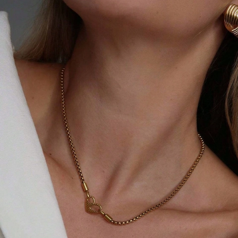 Edelstahl Herz Anhänger Halskette Für Damen Gold Vakuumbeschichtet Forever Love Mom I Am Worthy Mode Pendler Schmuck