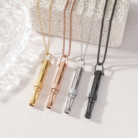 Roestvrij Stalen Fluitje Hanger Halsketting Mindfulness Ademhaling Meditatie Angst Verlichting Kettingen Voor Mannen Vrouwen Sieraden