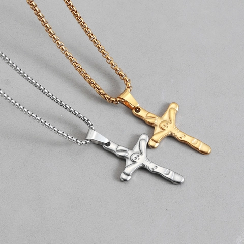 Gothische Lava Kruis Hanger Ketting Voor Heren Dames Roestvrij Staal Gegraveerd Religieus Geloof Exorcisme Minimalistische Sieraden