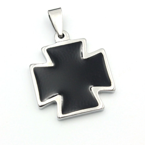 Ciondolo Croce di Ferro in Acciaio Inossidabile Senza Catena Smalto a Goccia Punk Gothic Accessorio per Uomo Donna