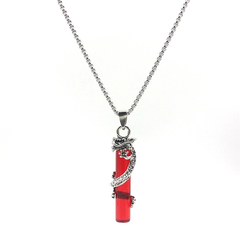 Collier Pendentif Cylindre Enveloppé De Dragon Punk Vintage Pour Hommes Femmes Pendentif En Alliage Résine Chaîne En Acier Inoxydable