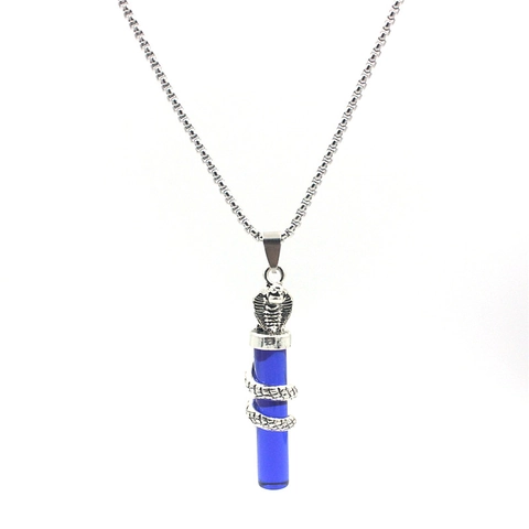Collier Pendentif Cobra Gothique Punk en Alliage Résine Cylindre Bijoux Rétro pour Hommes Femmes Accessoire Serpent Vintage Cadeau