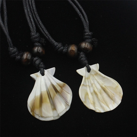 Acryl Muschel Anhänger Halskette Ethno Stil Gewebte Seilkette Strandurlaub Schmuck Herren Damen Verstellbare Mode Kette